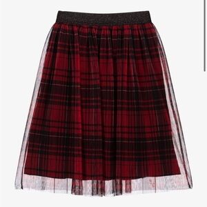 Mayoral Red and Black Plaid A-Line Skirt